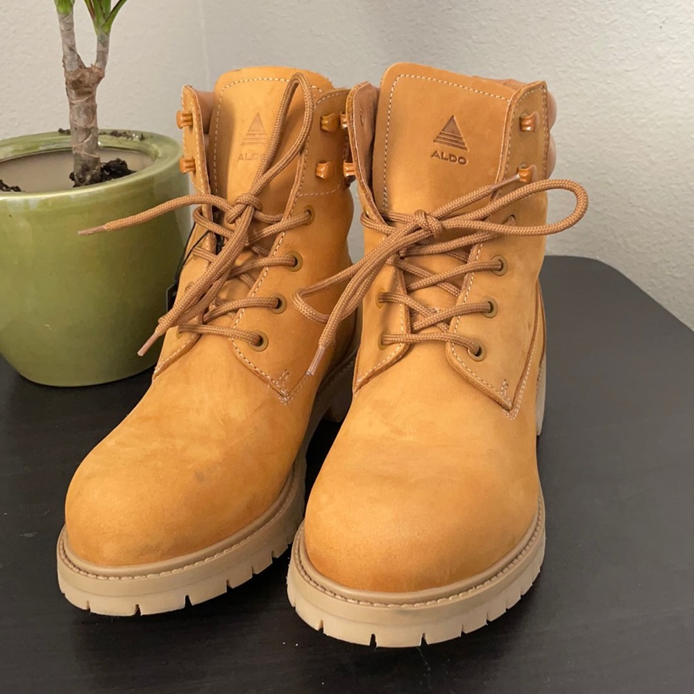 Tan waterproof boots from Aldo